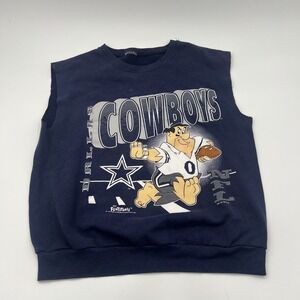Vintage 1994 NFL Flintstones Crew Neck Sweatshirt Dallas Cowboys M FLAWS CUT OFF